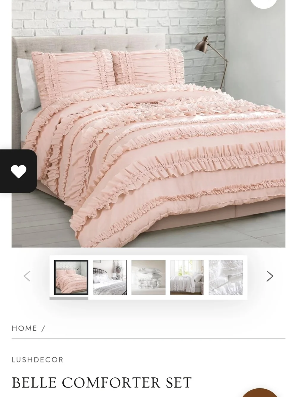 Belle Ruffled Comforter Set - Blush Pink